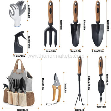 9 PCS garden tool set Carbon Steel gardening Heavy Duty hand tool Ergonomic Soft Rubber Handle Garden Tools for Men Women Gift